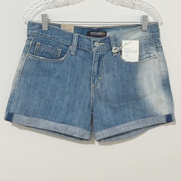 Levi’s Boyfriend Denim Jean Shorts Cuffed Distressed Faded - Picture 2 of 6